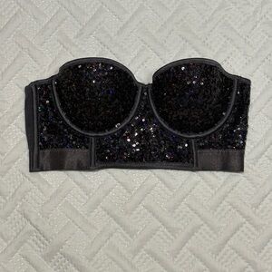 H&M sequin bustier top, strapless party bra or top, size 32B